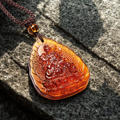 Phật bản mệnh Phổ Hiền Bồ Tát tựa lá đề – Lưu ly S26