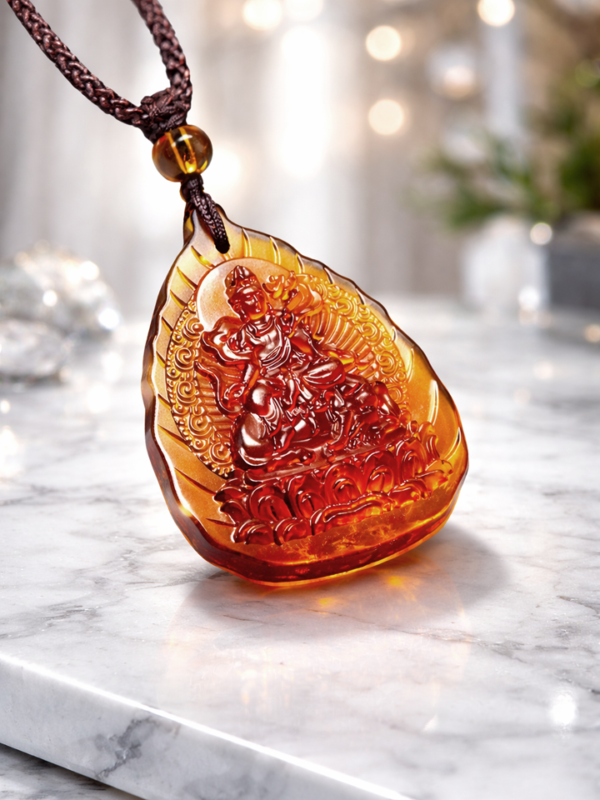 Chi tiết chạm khắc Phật bản mệnh Phổ Hiền lưu ly