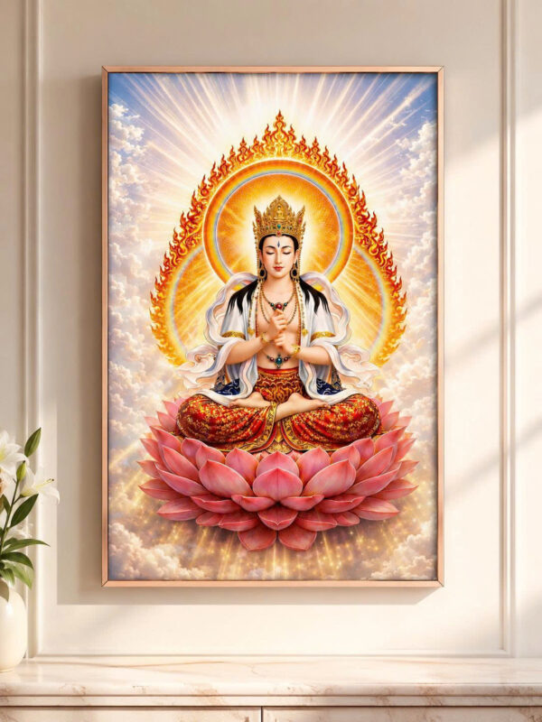 Tranh Phật Như Lai Đại Nhật - Bản Mệnh Dành Cho Người Tuổi Mùi, Tuổi Thân (tuỳ chọn kích thước)